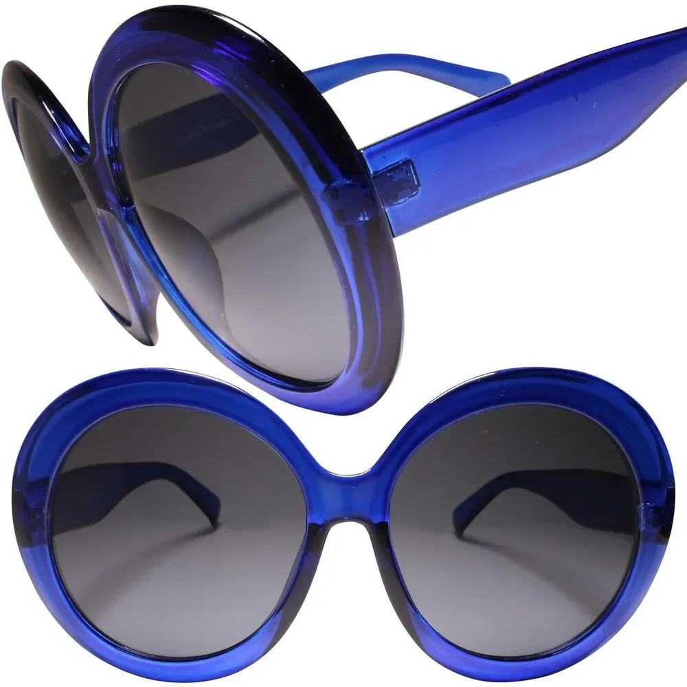 Fashion-Forward Blue Oversize Round Sunglasses for Women